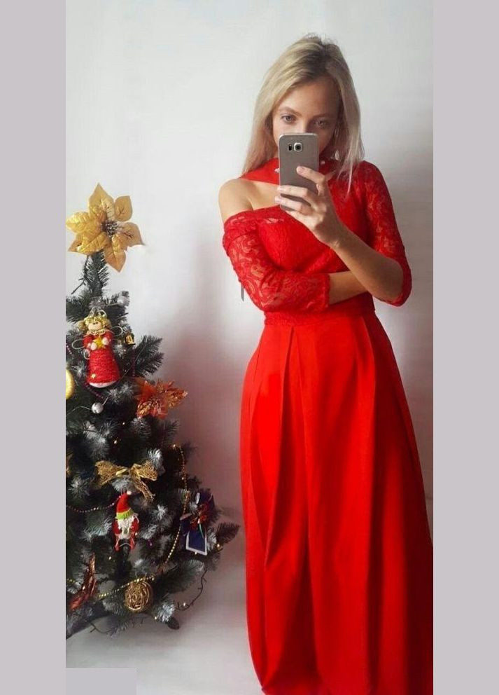Красное платье женское норма ao-8442 46, красный Sofia