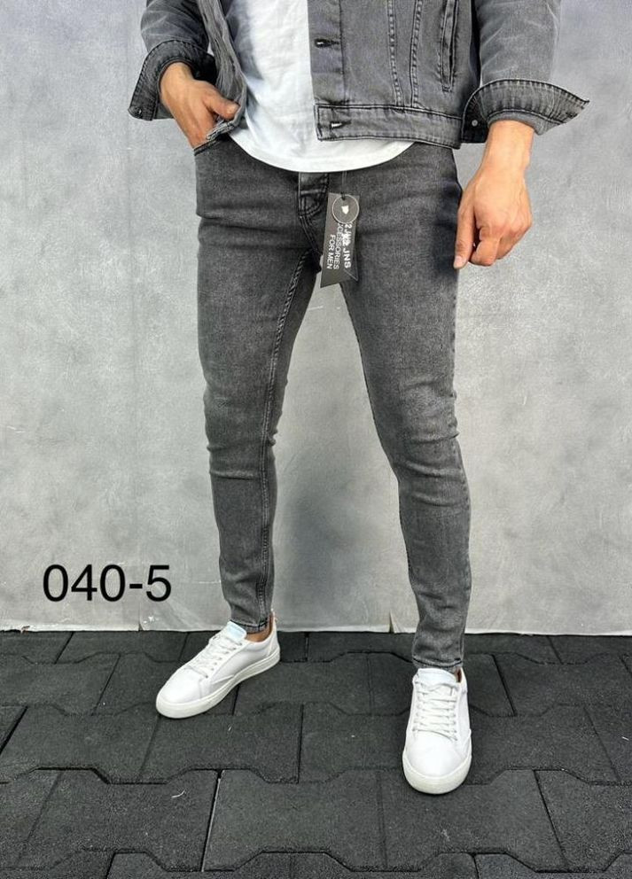 Сірі однотонні завужені джинси No Brand (292711936)