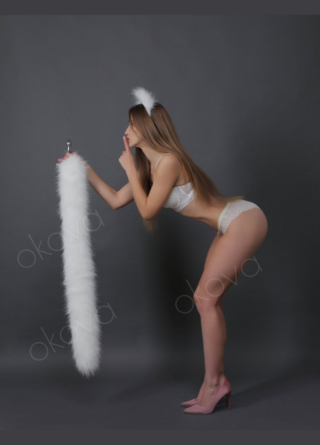 Анальный меховой хвост без пробки, Белый, 100 см. OKOVA (315149031)