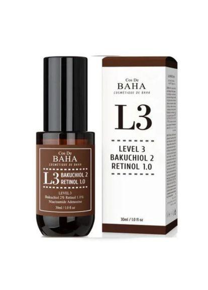 Сироватка з ретинолом і бакучіолом Bakuchiol 2% Retinol 1% Serum L3 Cos De Baha (372595299)