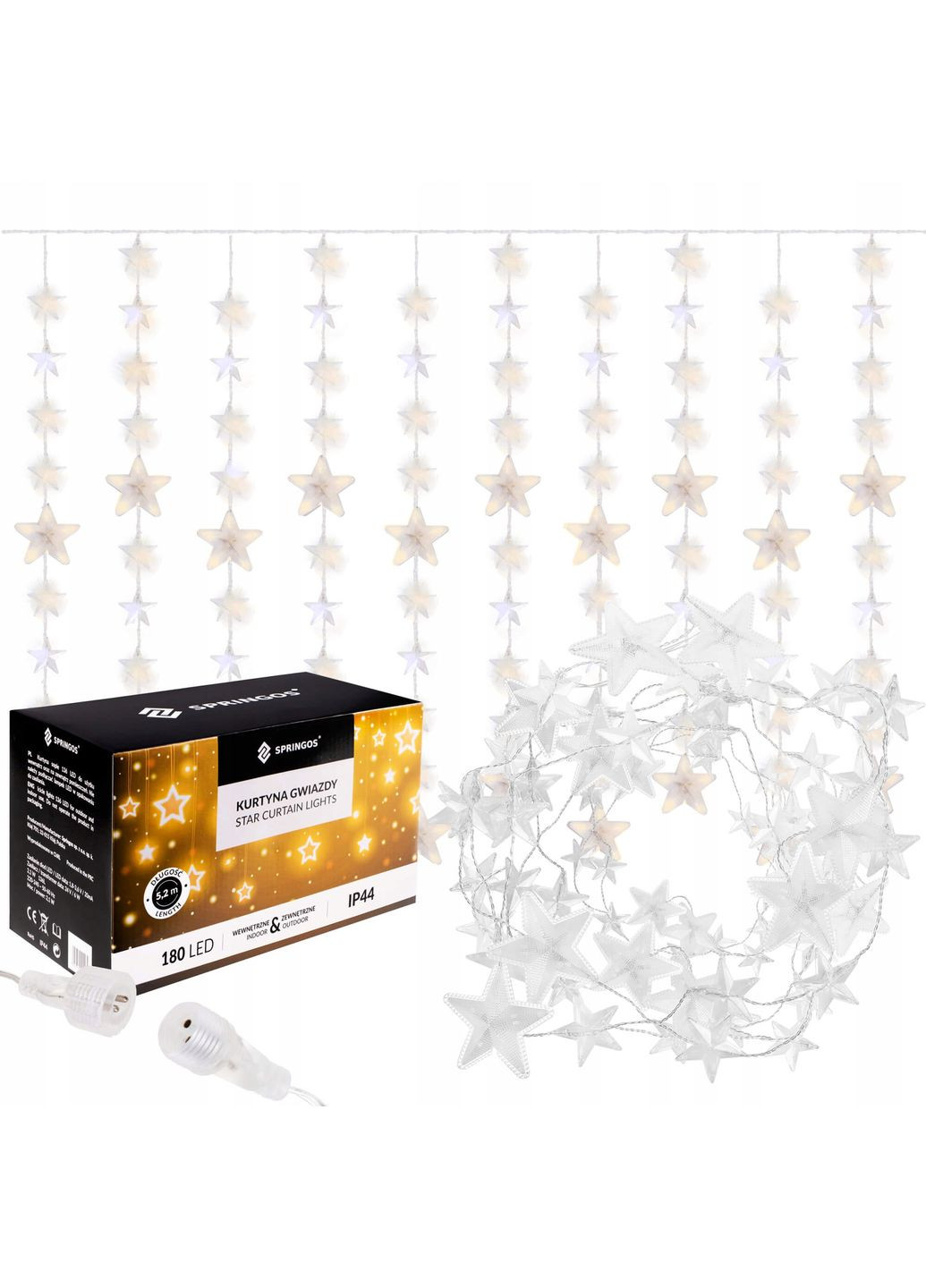 Гирлянда бахрома уличная (наружная) 2 м 180 LED CL4004 Warm White Springos (322063063)