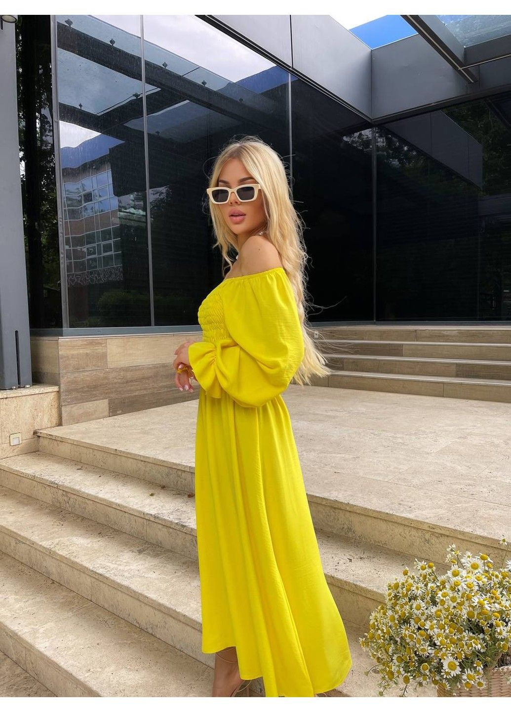 Желтое женское платье креп модель 237 жёлтый Україна