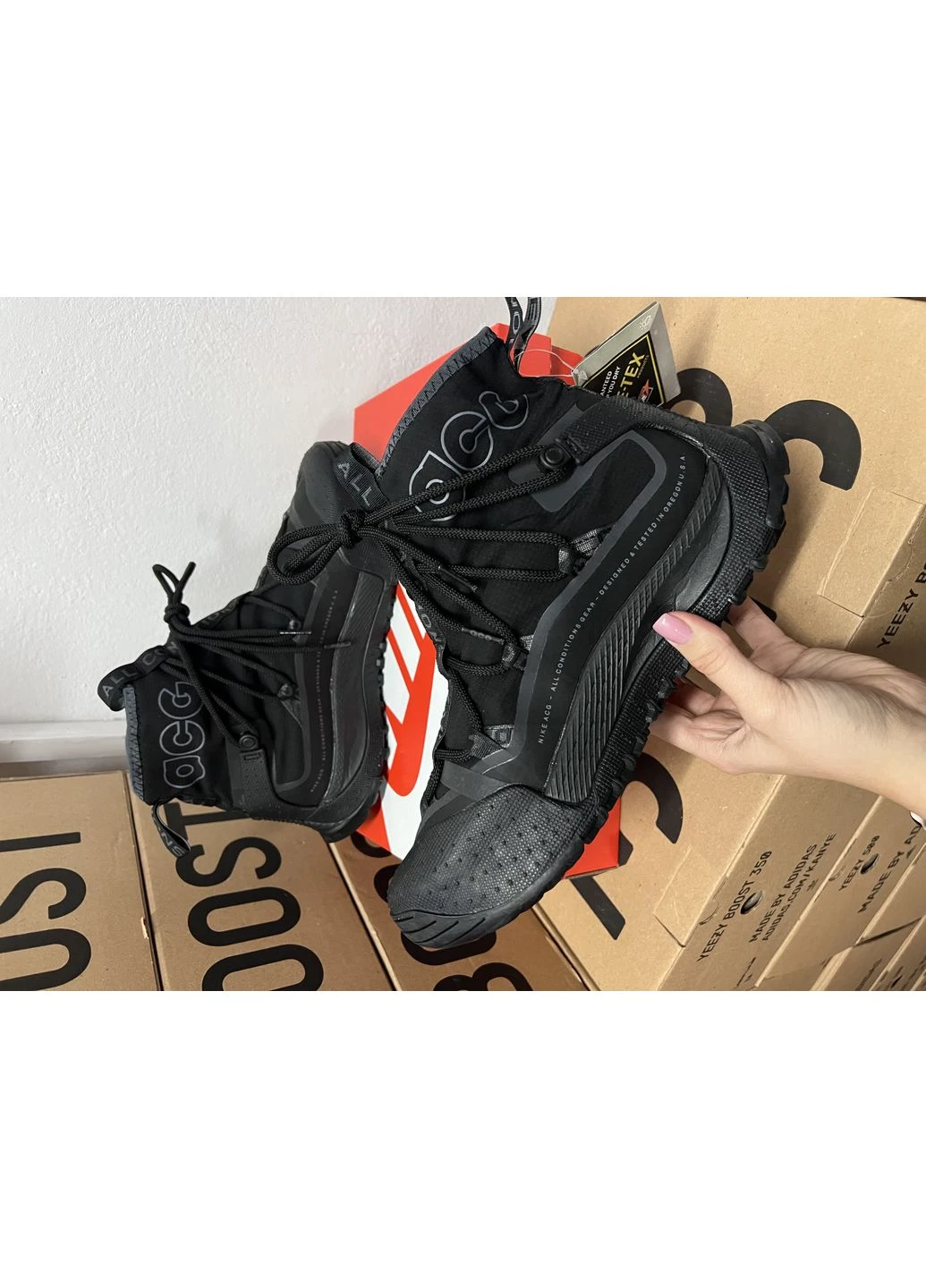 Черные демисезонные кроссовки мужские nike acg montanian fly gore-tex black найк асж маунс флай черные No Brand