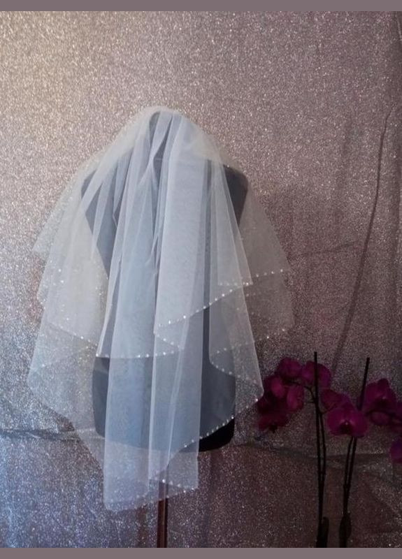 Весільна фата біла з паєтками 2025 No Brand (318481731)