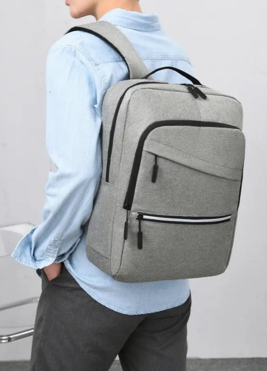 Сучасний міський чоловічий рюкзак Gray Number Two No Brand (292015536)