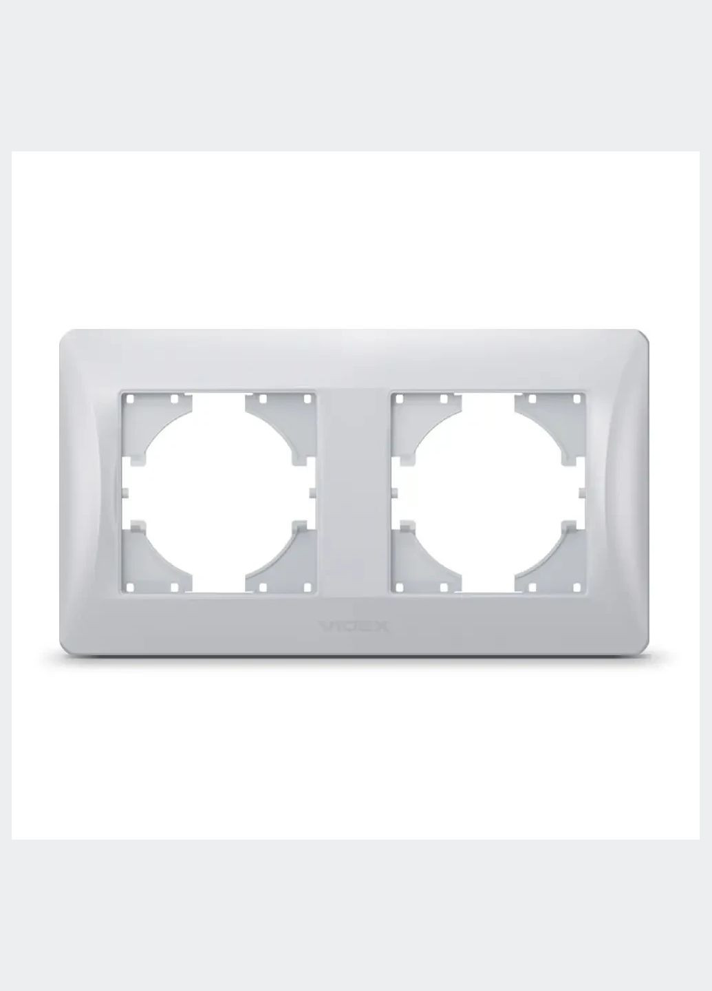 Рамка двомісна Binera горизонтальна срібний шовк Videx (355267823)