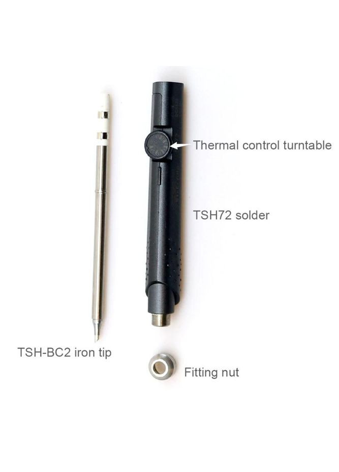 Паяльник портативный Saneryigo SH72 с регулировкой температуры 220-400 градусов, 65Вт, 12-24V, с жалом С4 No Brand (300577698)