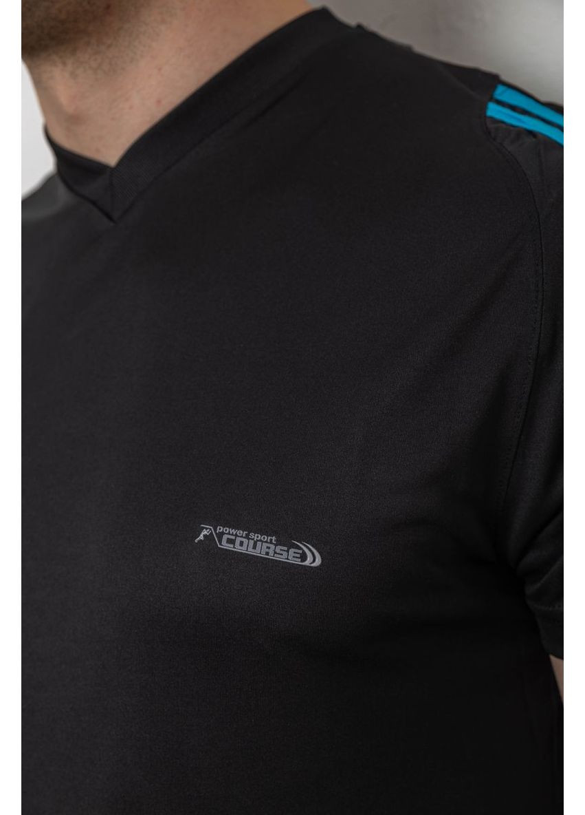 Чорна футболка чоловіча, колір чорний, 244r0504-5 Ager