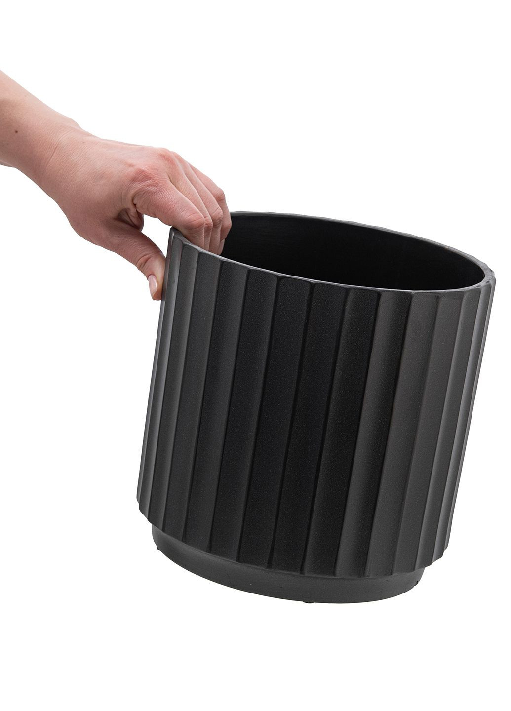 Кашпо для цветов elemi Грань 20.5 см керамическое 4,2 л черное Мамин Посуд (336213677)
