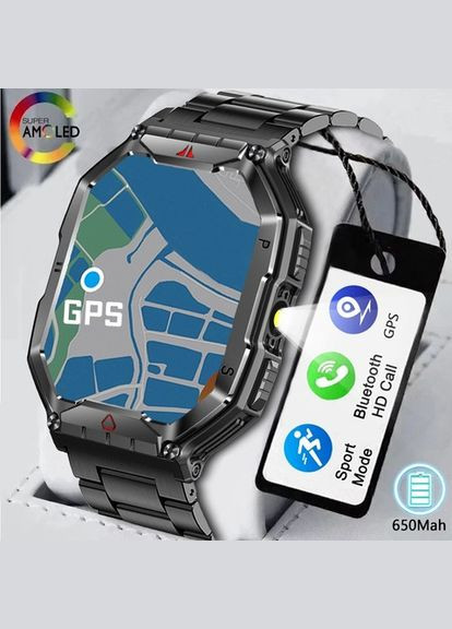 Мужские спортивные смарт-часы с украинским языком, компасом, фанариком и аккумулятором 650mAh. Lige (365280137)