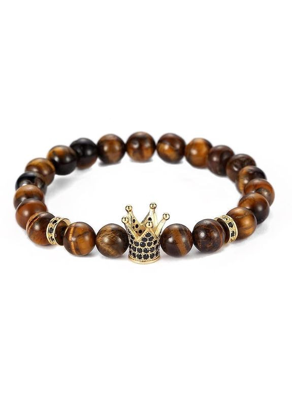 Браслет із тигрового ока з високою короною золотого кольору (20020) Hemst (301071445)