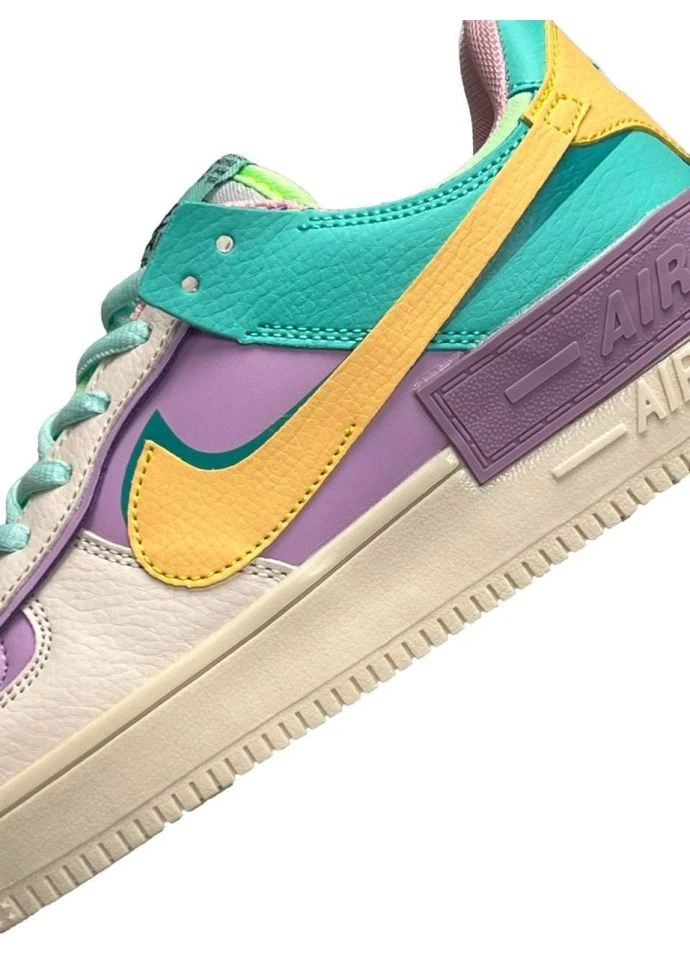 Комбіновані кросівки shadow turquoise yellow No Brand Air Force 1