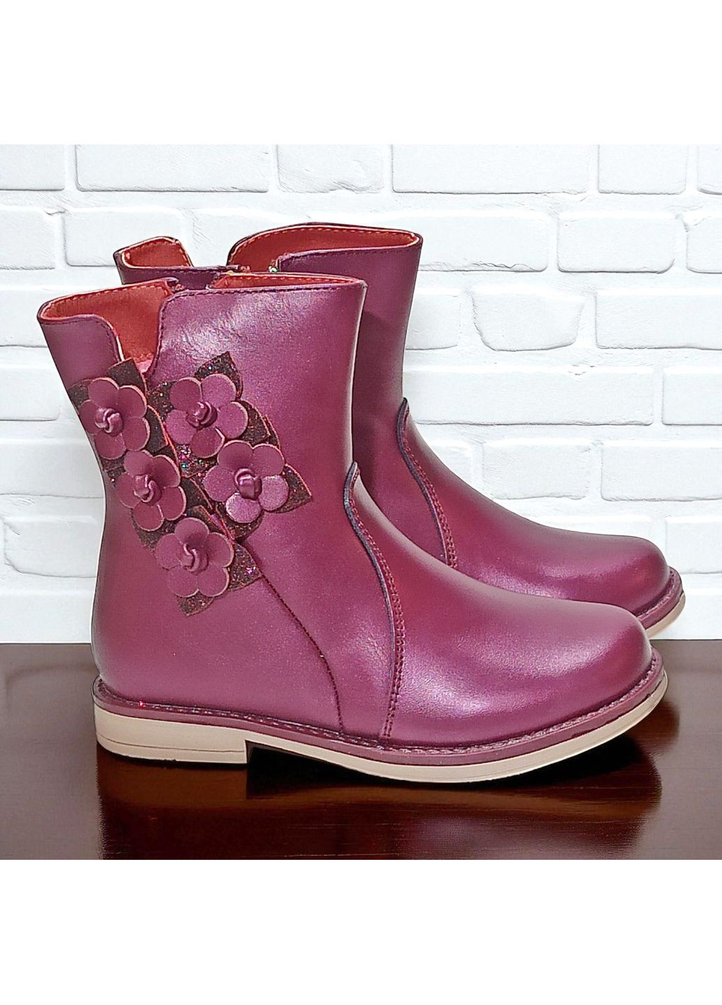 Фиолетовые повседневные осенние утепленные ортопедические демисезонные ботинки на флисе для девочки казка L&D