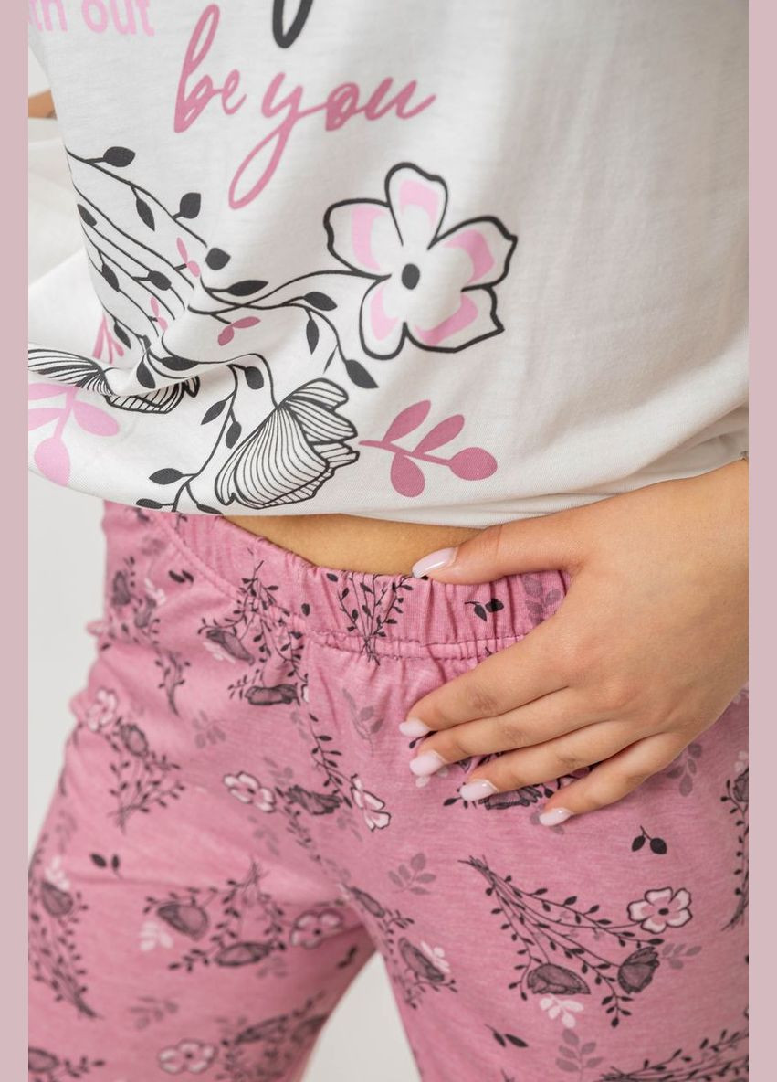 Молочна всесезон піжама жіноча з принтом, колір молочний, Le'Maries