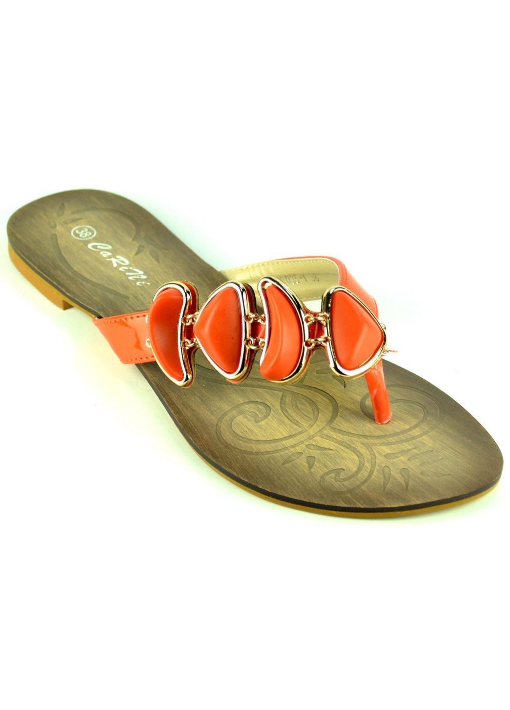 Оранжевые летние шлепанцы Carini