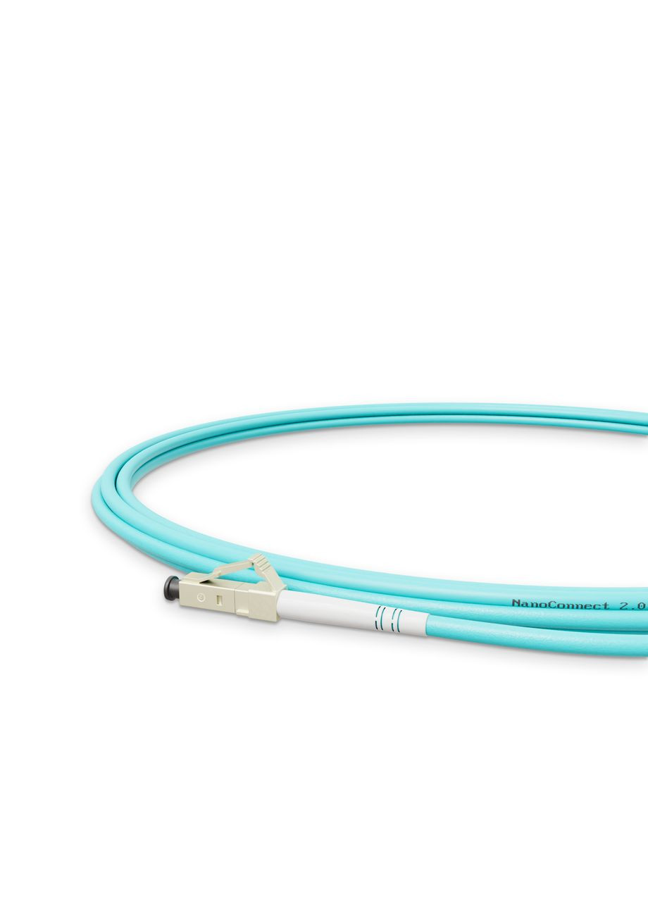 Патч-корд оптичний LC/UPC-LC/UPC Бірюзовий LSZH, Multimode OM3 (MM), Simplex, 2мм - 3 м NanoConnect (299337836)