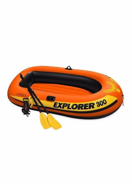 Тримісний надувний човен 58332 (211x117x41 см) Explorer 300 Set + Пластикові весла та ручний насос Intex (272150615)