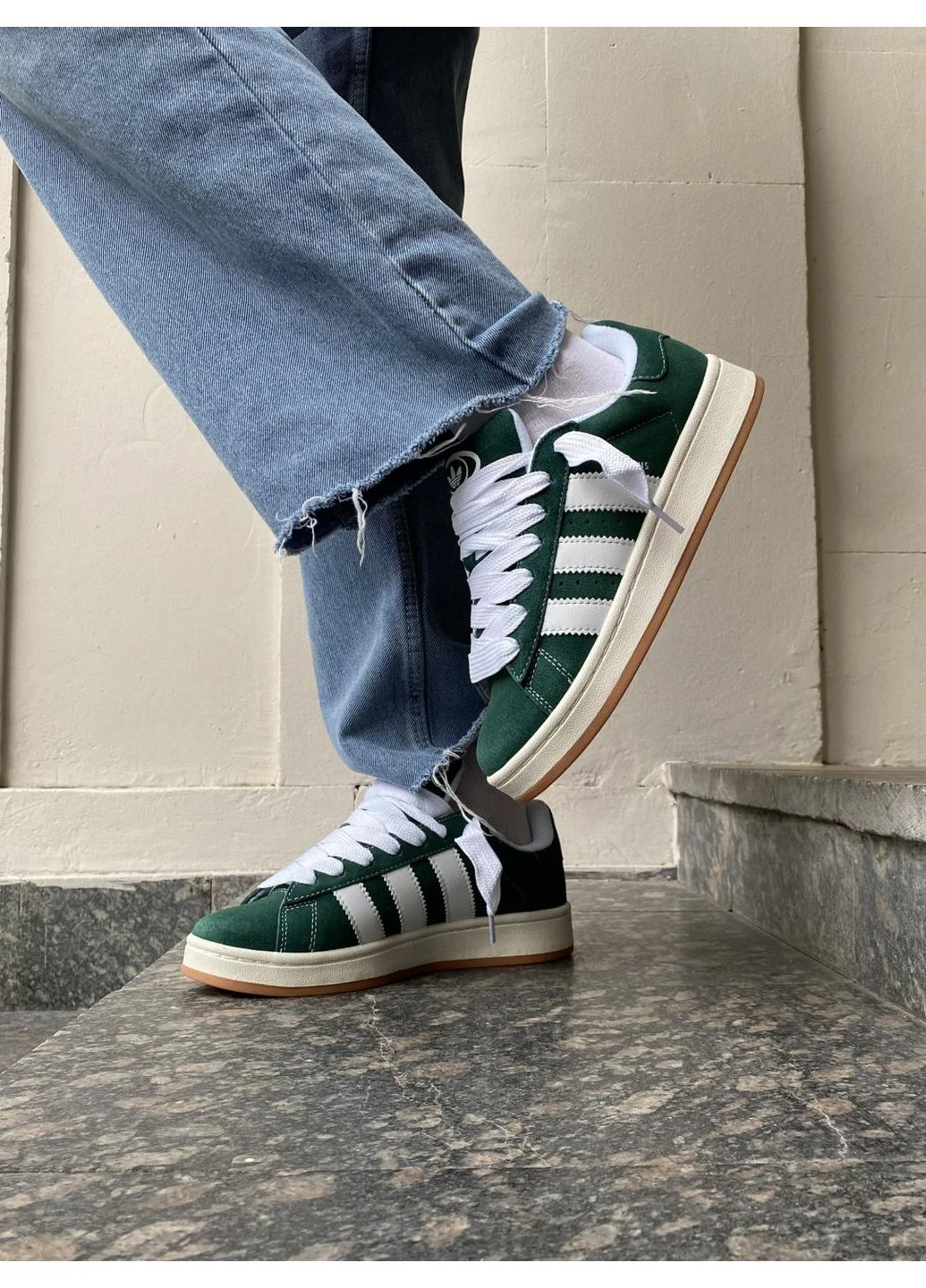 Белые летние кроссовки adidas campus 00s dark green cloud white адидас кампус No Brand