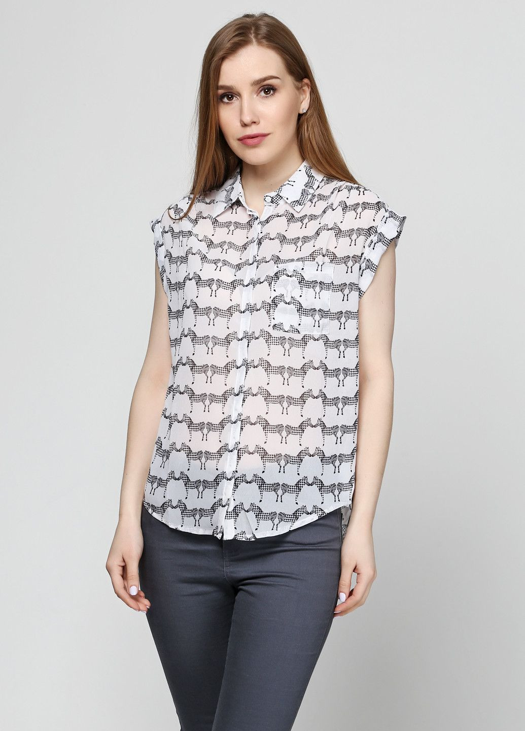 Белая блуза бирюзовый Axel