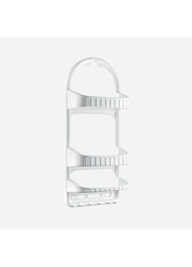 Полка для ванной Дуня угловая (3 полки + крючки) белая No Brand (382974899)