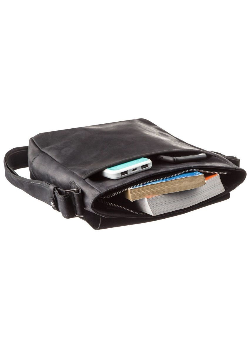 Сумка мужская винтажная средняя 11172 кожаная Черная Shvigel (331907459)