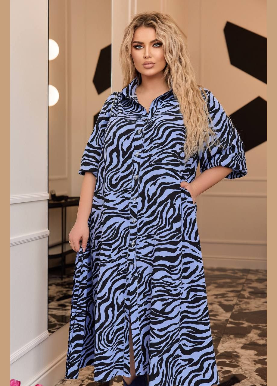 Блакитна кежуал жіноча сукня софт No Brand зебра