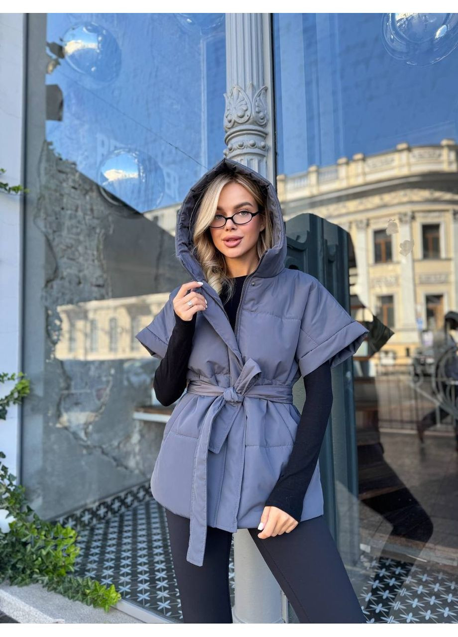 Жилет жіночий з капюшоном та поясом (Заміри в описі) DK/DL Мода без кордонів (366725511)