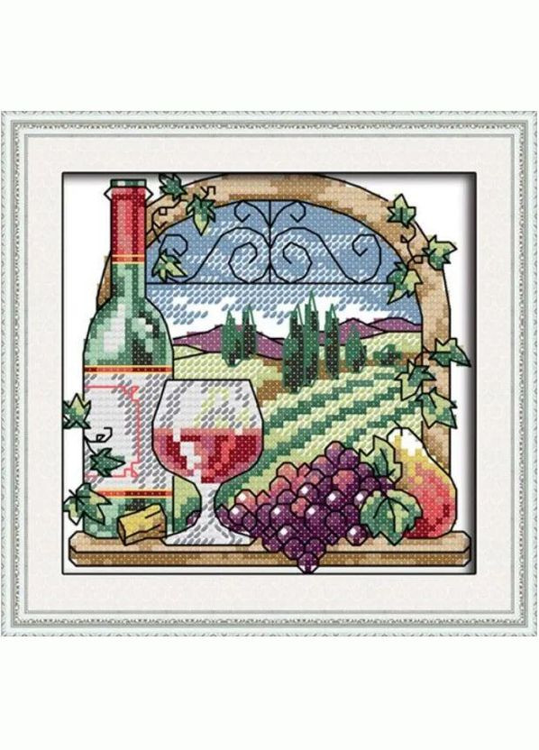 Набір для вишивання за нанесеною на канву схемою "Wine estate ". AIDA 14CT printed, 15*15 см Joy Sunday (313614291)