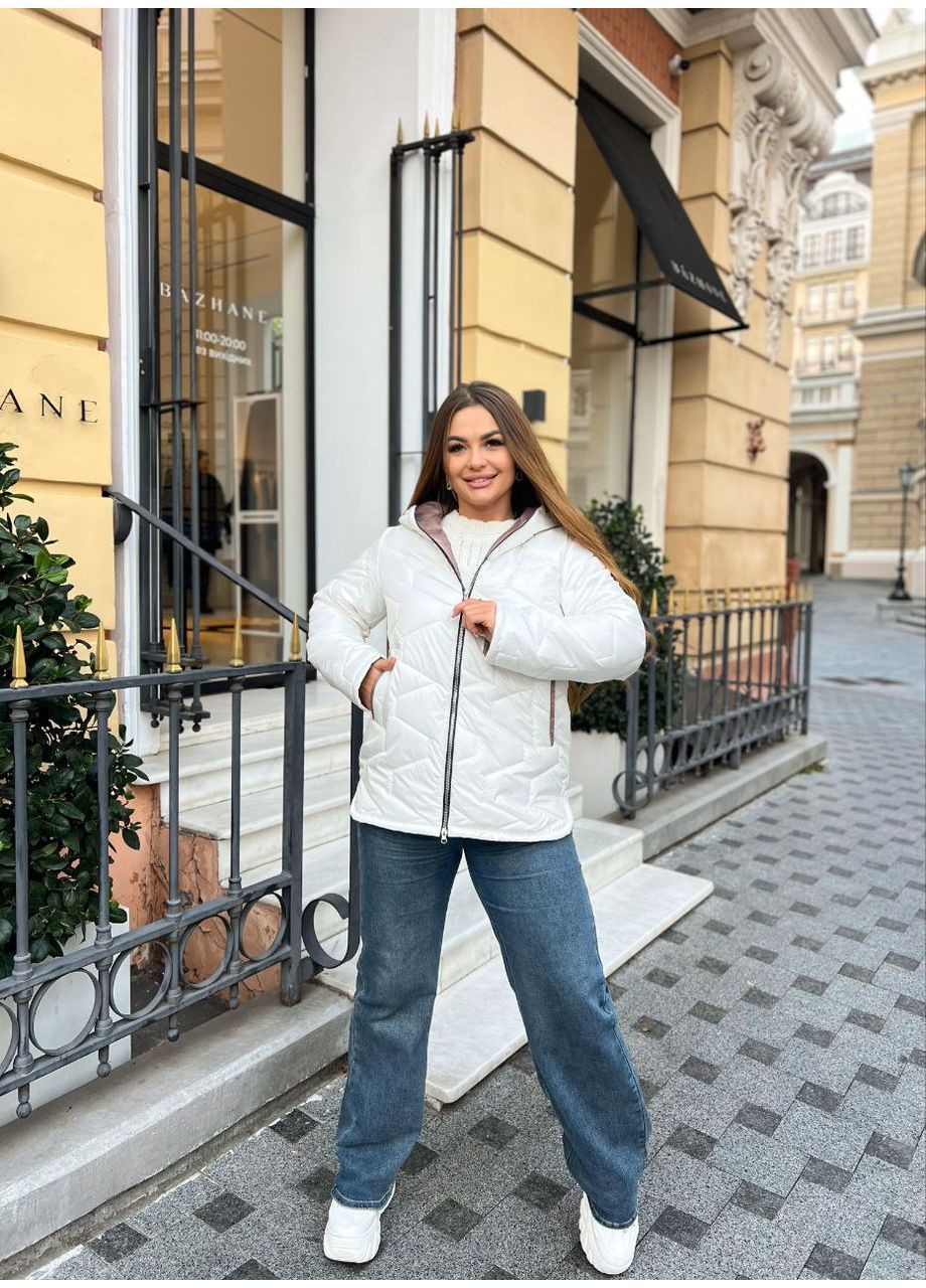 Молочна демісезонна жіноча куртка стьобана No Brand