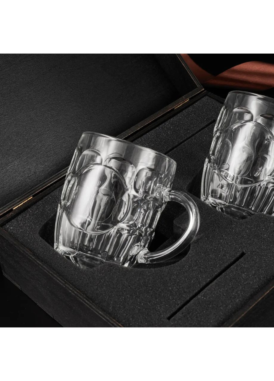 Набір 2 пивних келихів у дерев'яній подарунковій коробці | Подарунок для любителя пива Handmade BR21 (363976062)