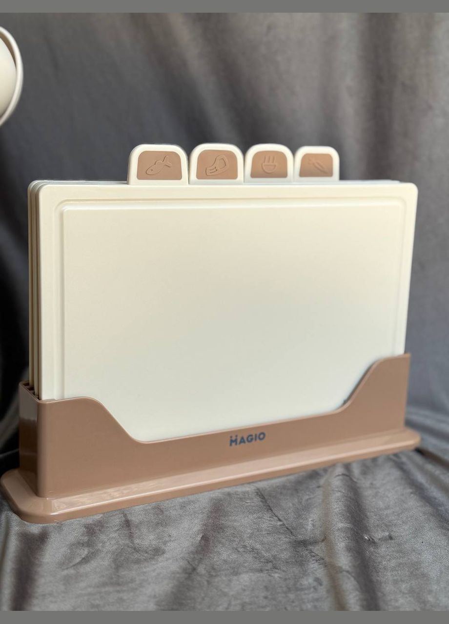 Набір обробних дощок MG-1255I на підставці 5 предметів Бежевий Magio (334850075)