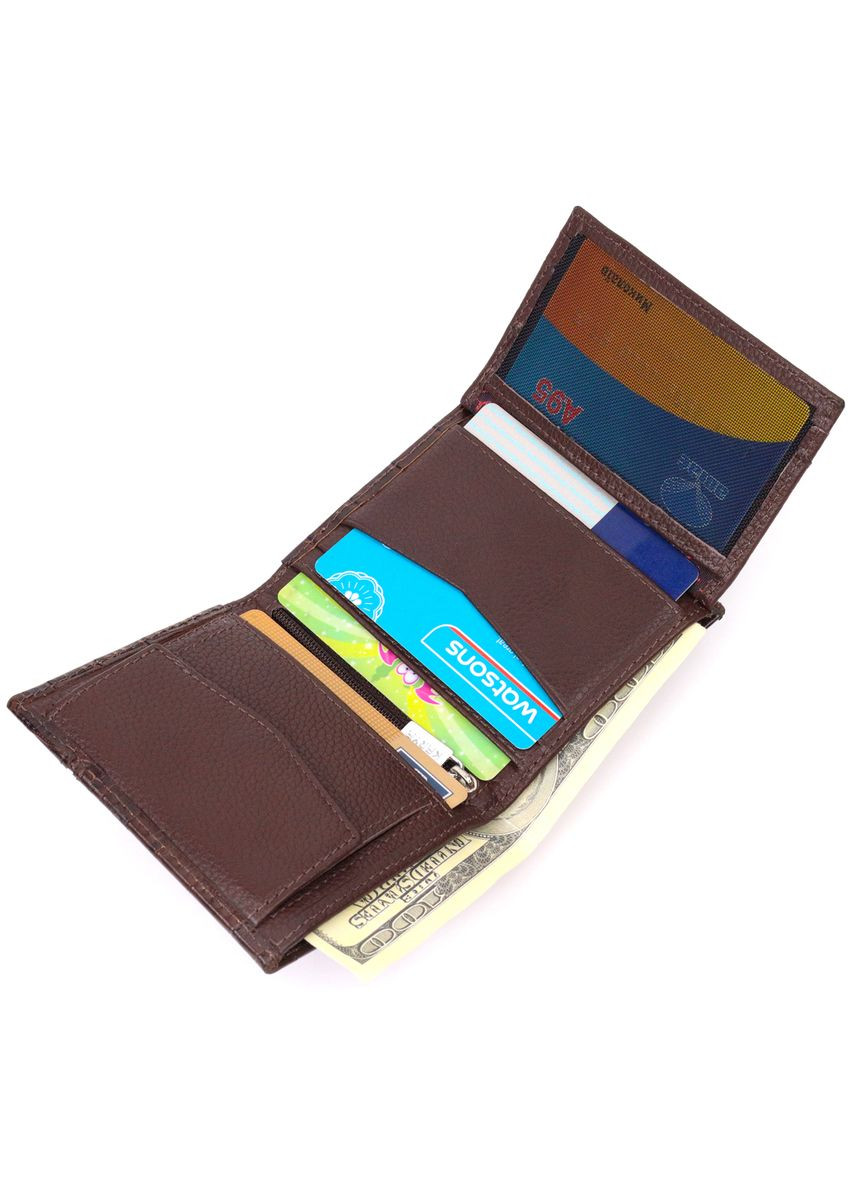 Стильне портмоне для чоловіків з натуральної шкіри з тисненням під крокодила коричневий 21324 Karya (329197054)