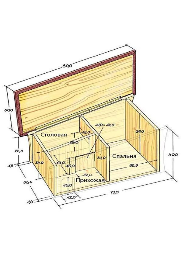 Будиночок для їжачків з дерева Лулу бланже (ДДЕ-000101) No Brand (328605997)