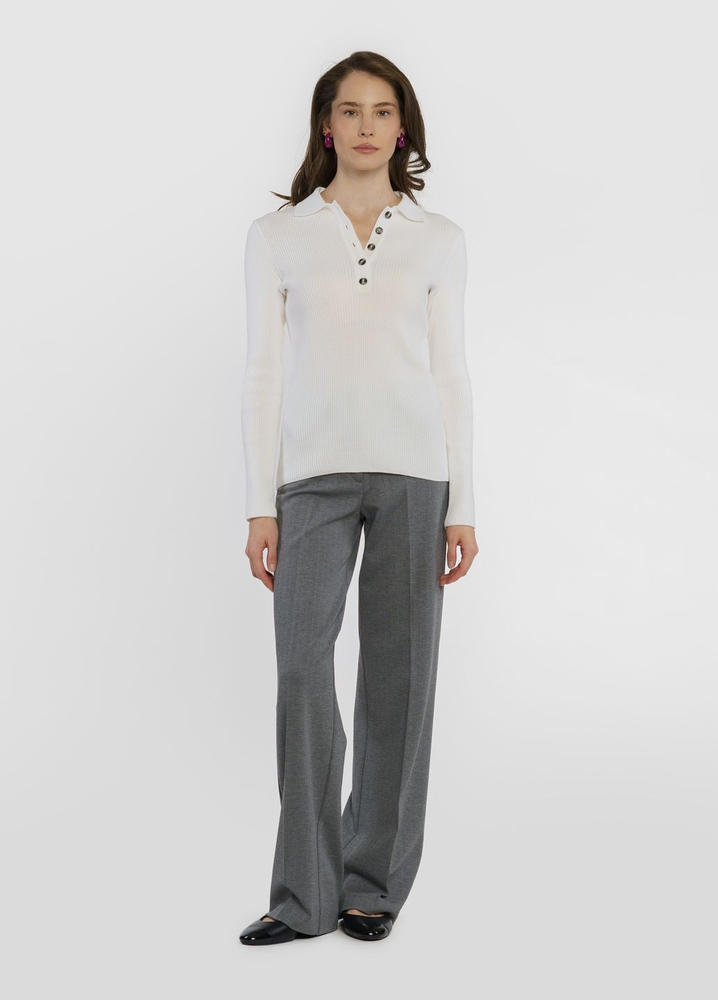 Белая женская футболка-поло женское белое Arber однотонная