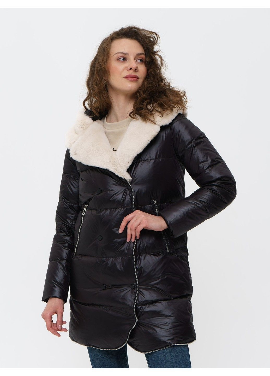 Черная зимняя куртка 21 - 04298 Vivilona
