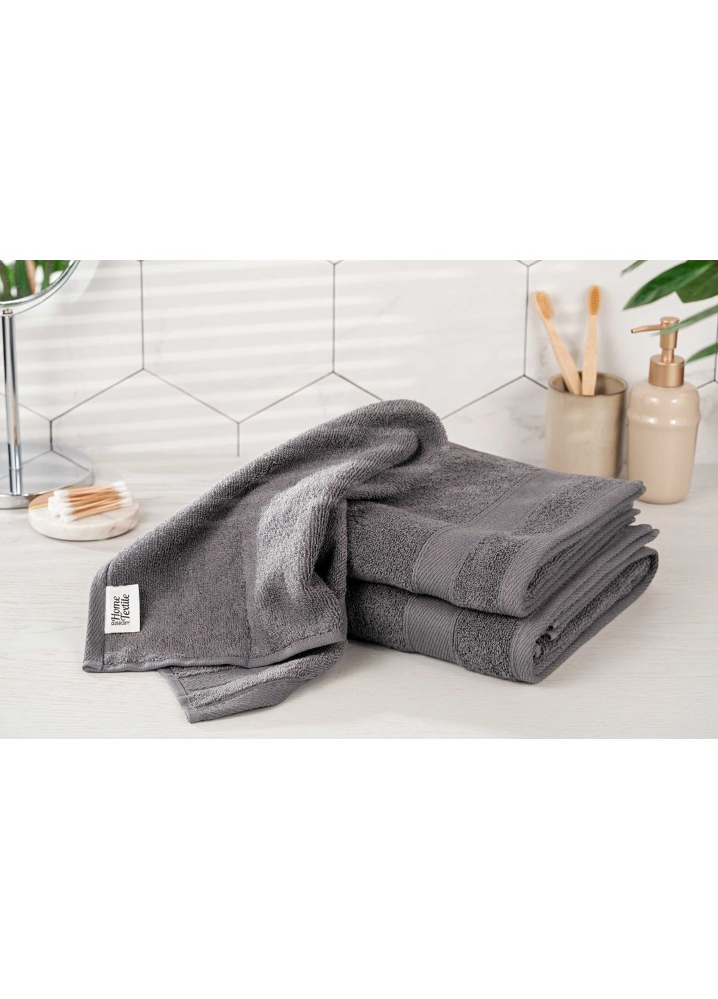 Рушник махровий SuperSoft ART-2230-MС 50х30 см графітовий Ardesto комбінований