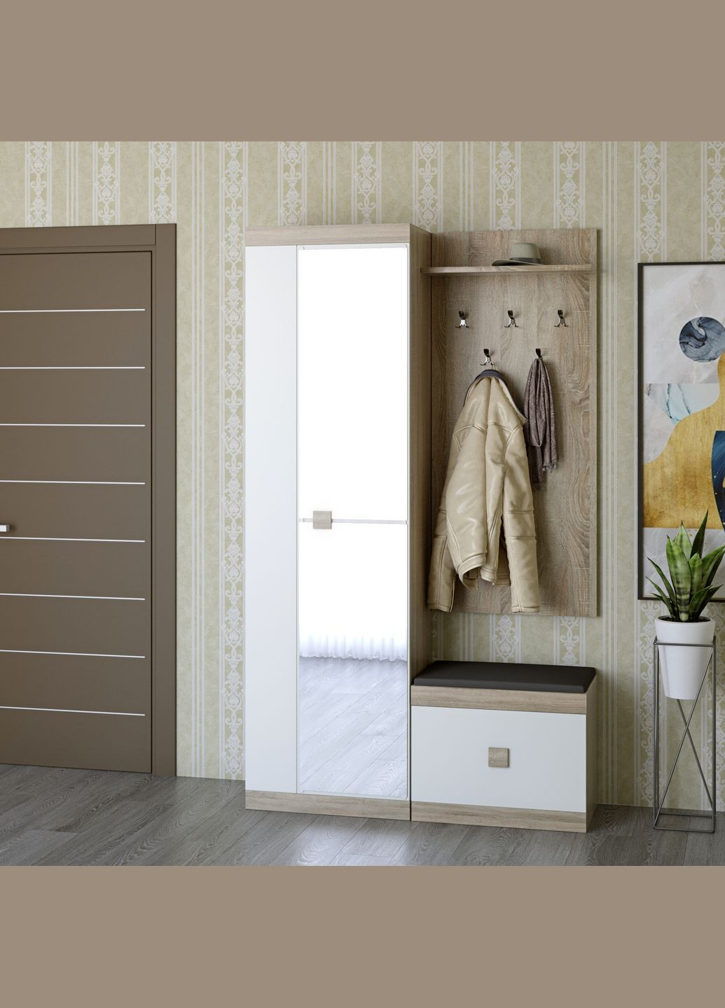 Передпокій Соната 3 (модульний - 4 елементи) дуб сонома + білий (DTM-2195) Еверест (346529865)