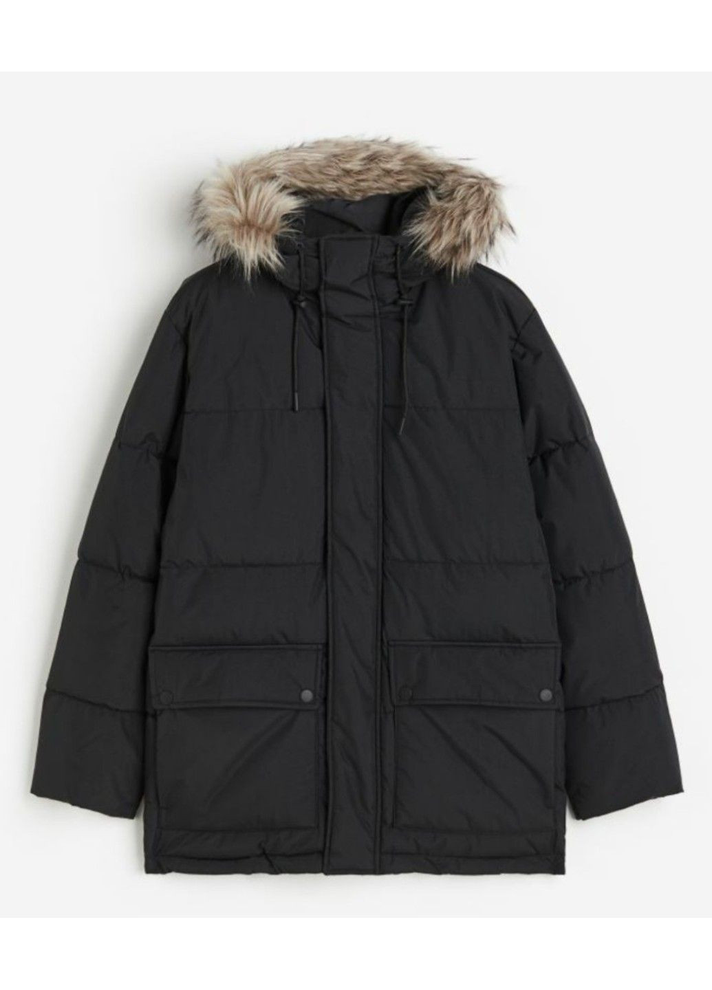 Чорна зимня чоловіча водовідштовхуюча утеплена куртка-парка н&м (57764) s чорна H&M