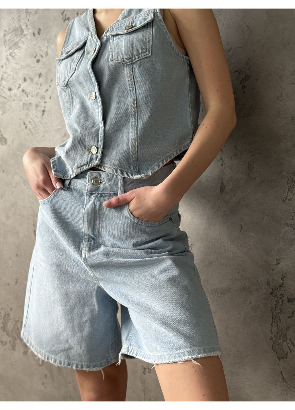 Шорты голубые Basic Мом (354818145)