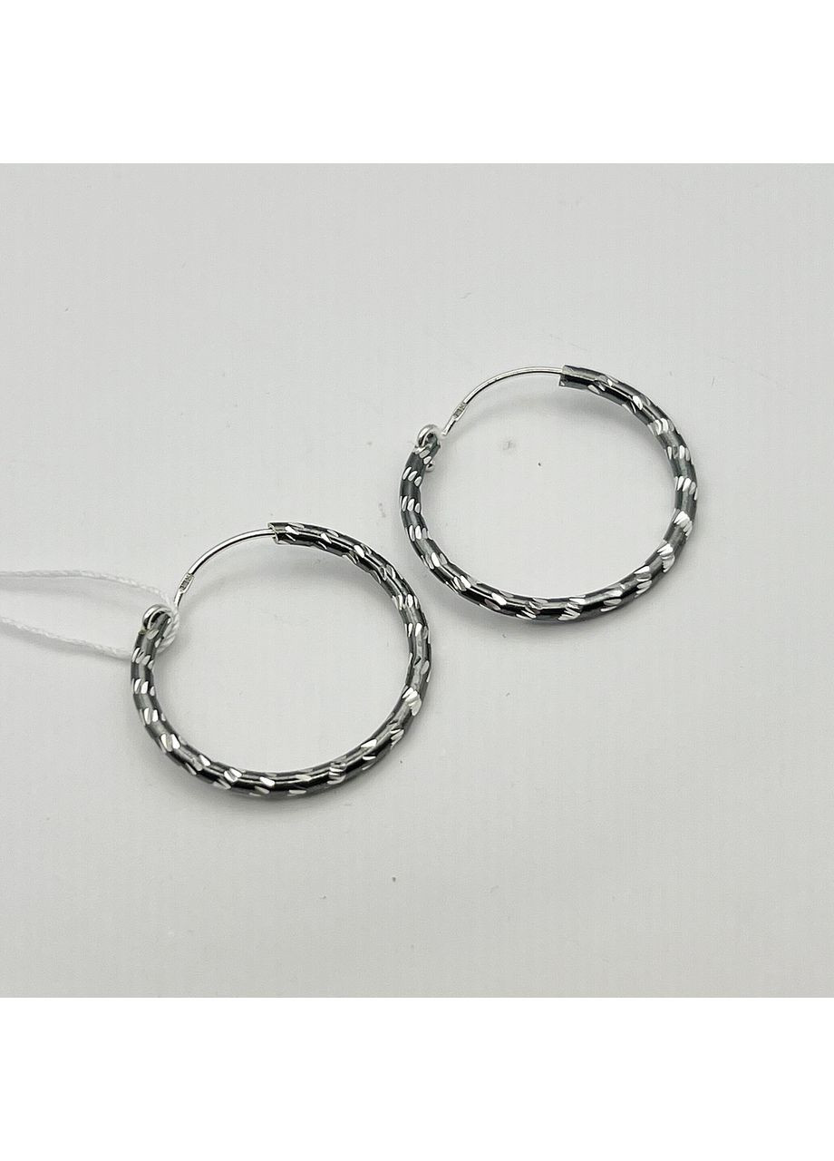Сережки-кільця срібні з алмазною гранню d=25мм 2,74 г No Brand (369737026)