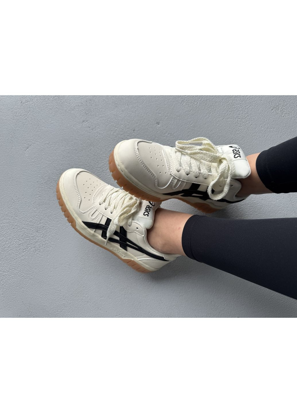 Кроссовки женские Asics Court MZ Beige Black | Асікс Кут МЗ бежевые демисезоны (371808035)