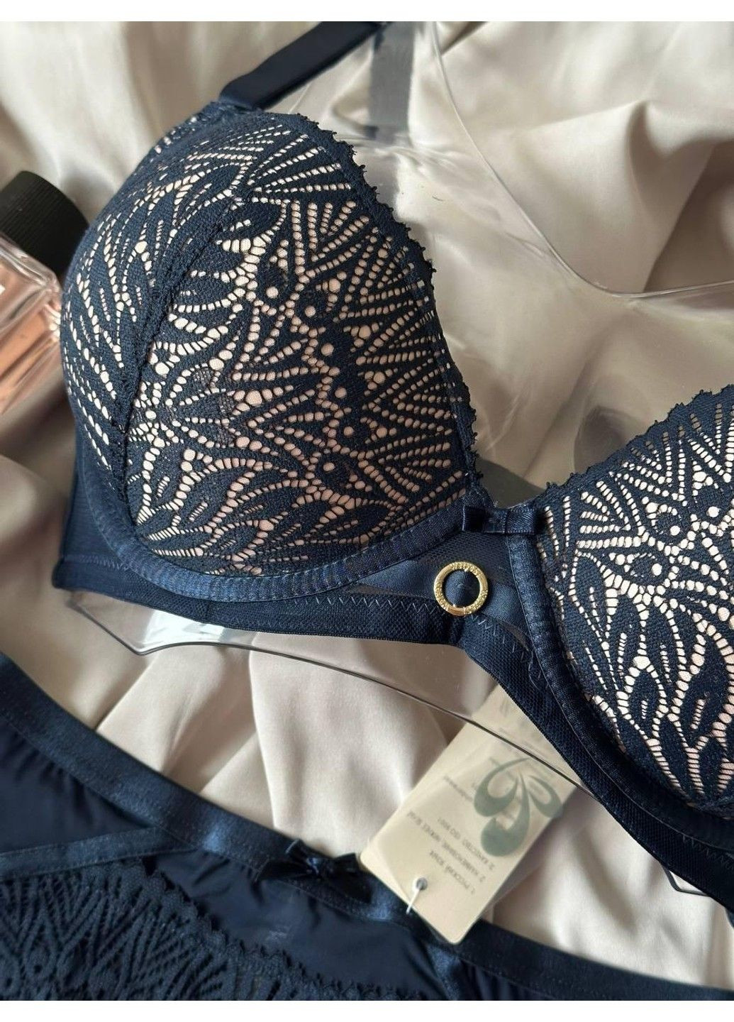 Синій комплект бюстгальтер push-up + трусики сліпи 2367d синій Weiyesi