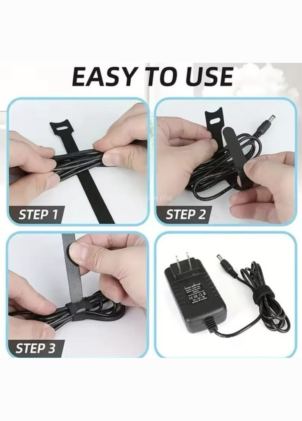 Органайзер кабеля стяжка липучка хомут фиксатор для проводов стрепы 25 штук многоразовые L Разноцветные Lencent (340276247)