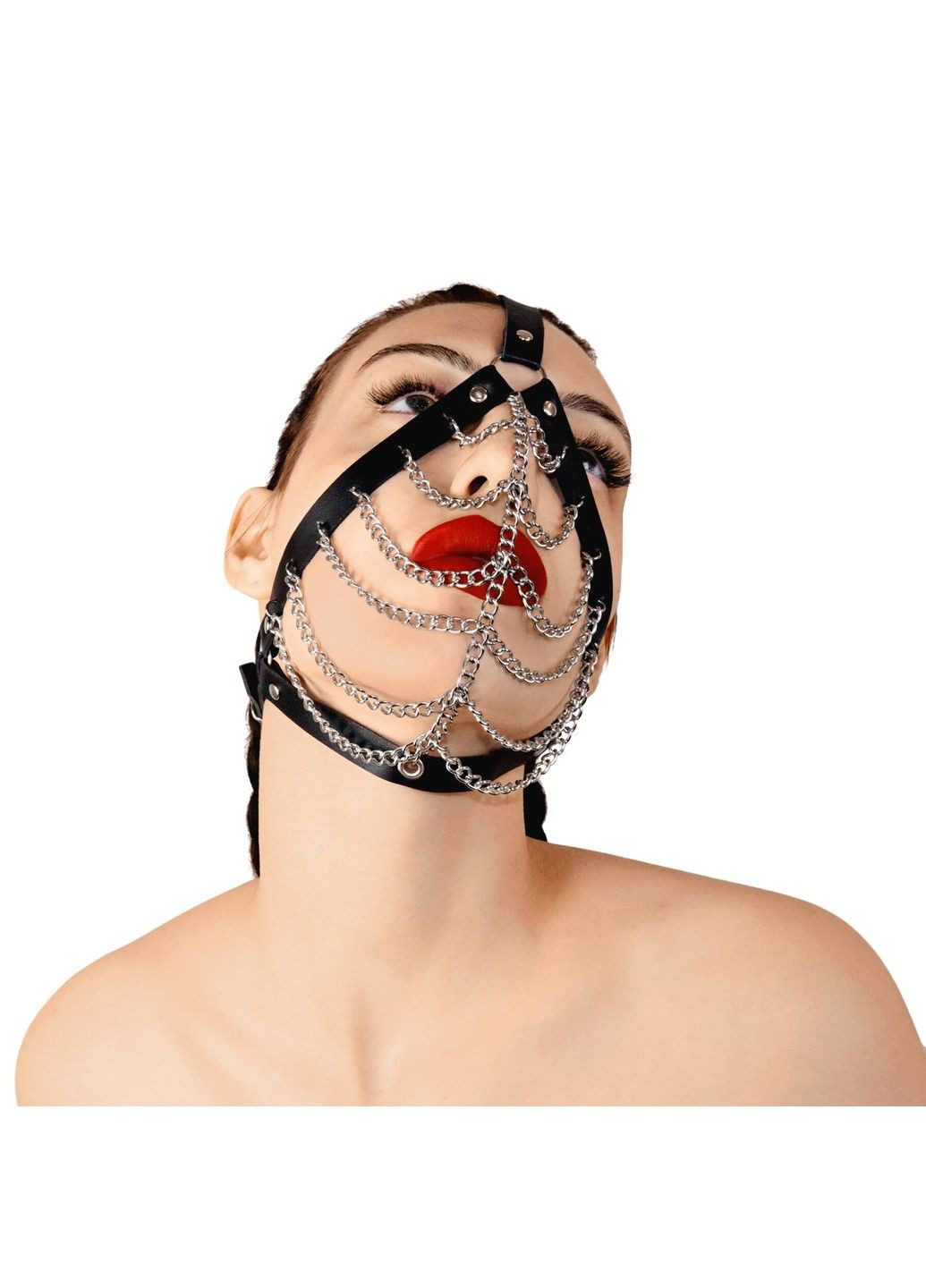 Маска с цепями - Devon, натуральная кожа, цвет черный Art of Sex (345708803)