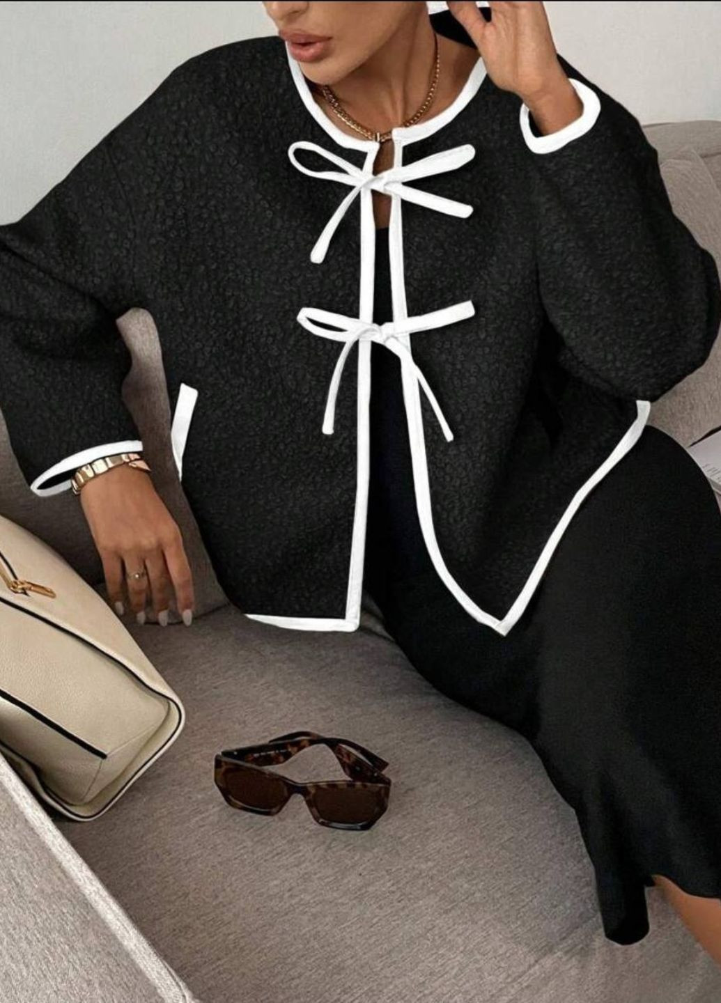 Кроп-пальто спереду на зав’язках Tik-Tak (365701387)