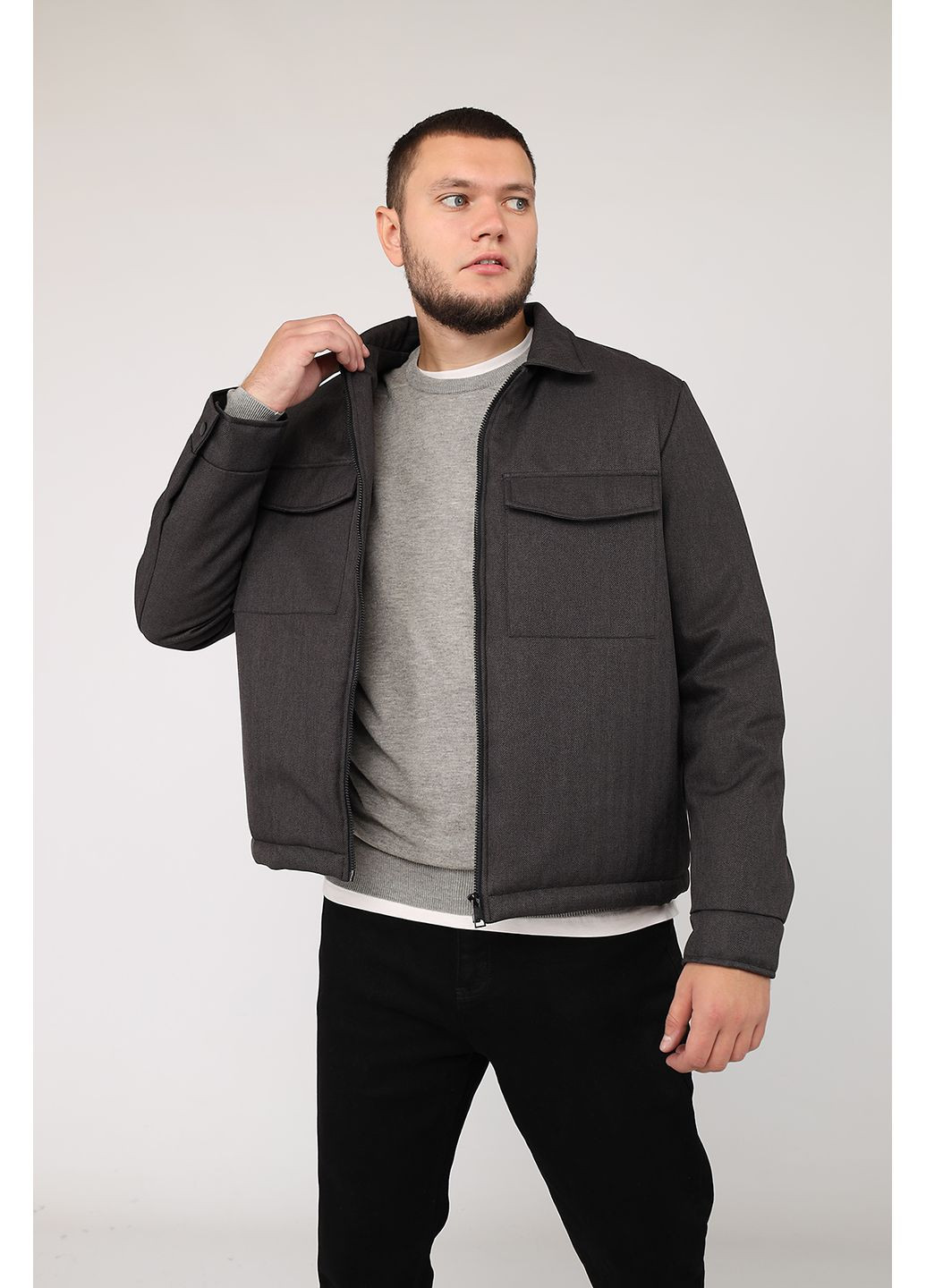 Темно-серая демисезонная куртка мужская цвет темно-серый цб-00282734 Yuki