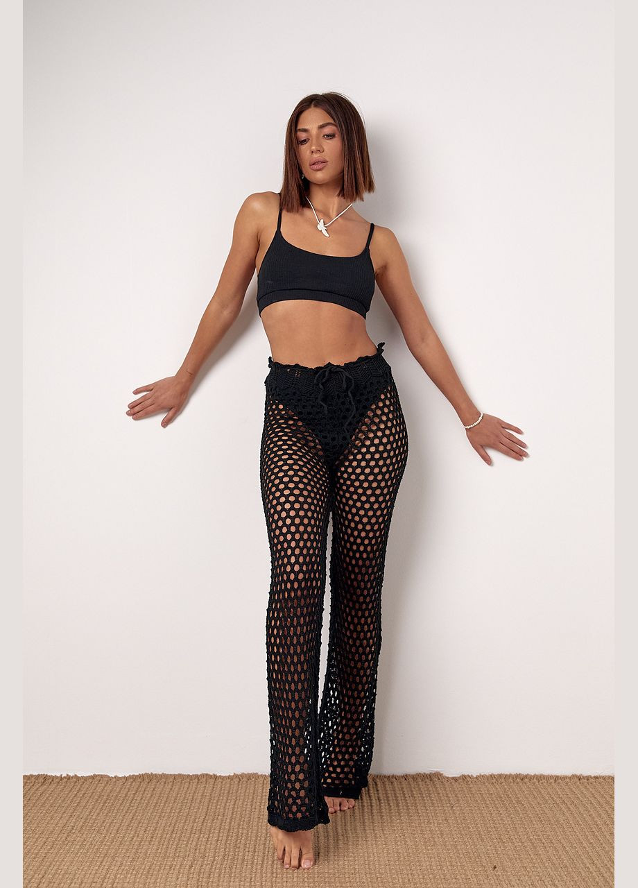 Женские штаны в технике кроше - черный Lurex (297579756)