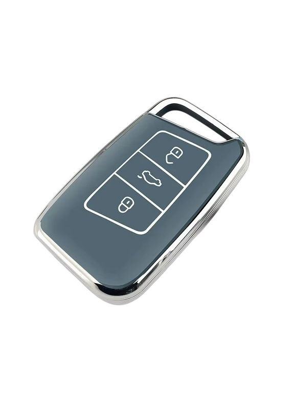 Чохол ключа сірий+срібляста окантовка (3 кнопки) TPU Volkswagen (369610436)