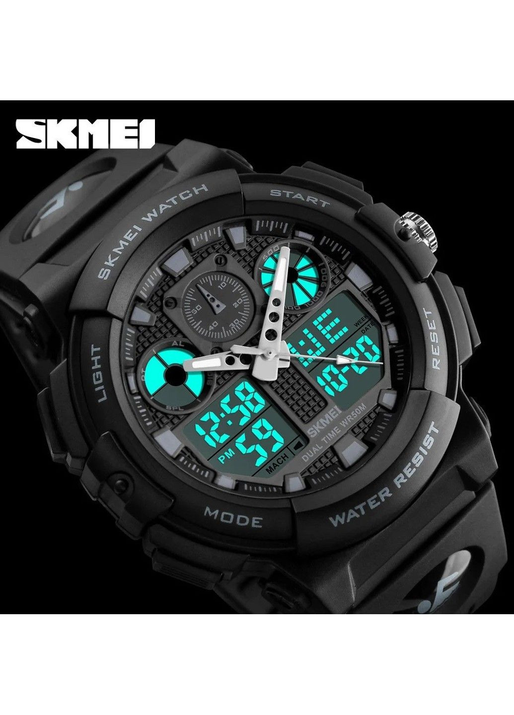 Чоловічий водонепроникний годинник 1270 Чорний Skmei (313653769)