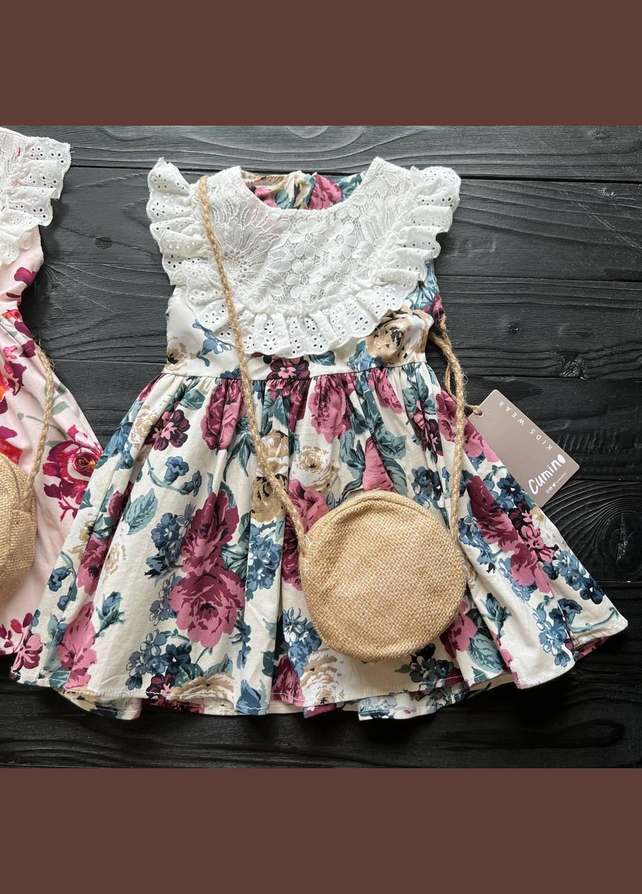 Біла дитяча сукня з сумочкою turkey біла 2 роки (86-92см) Cumino (285710757)